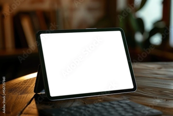 Obraz Blank Tablet with Smart Keyboard Template for Infographics or Presentation Ui Design Interface