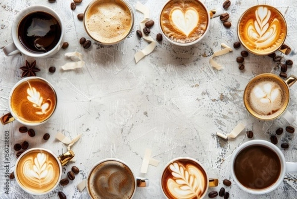 Obraz High Quality Visual of 8 March Lettering Made with Cups of Coffee