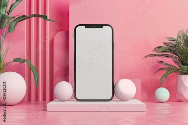 Obraz Ultra Hd Picture of Smartphone Screen Mockup Design Rendering
