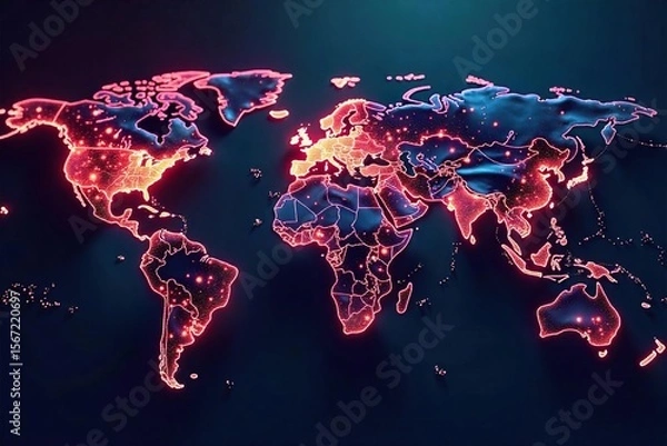 Fototapeta Illuminated Fiber Optic Network Spanning the Globe A Visual Representation of Global Data Transfer and Seamless Worldwide Communication