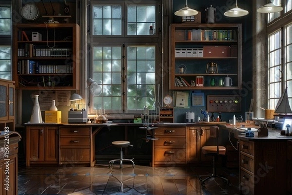 Obraz Vibrant Color Image of Chemistry Office Setting in a School Environment