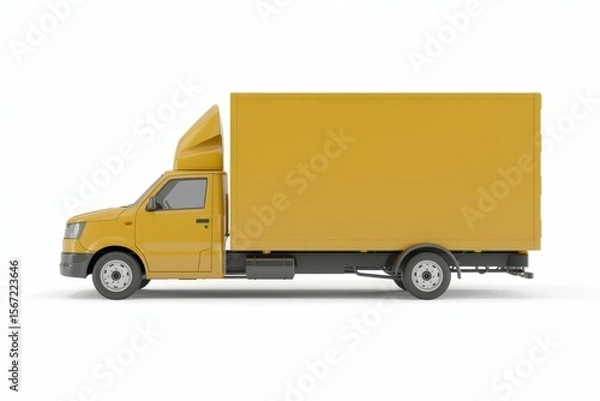 Fototapeta Delivery truck isolated on a white background, with empty blank space for text copy space or mockup design, high detail, 8k