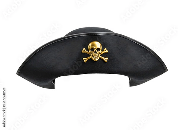 Fototapeta Black pirate hat with skull and crossbones isolated on transparent background
