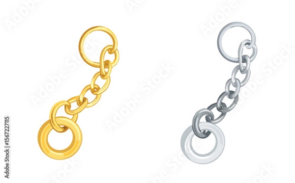 Fototapeta Gold and Silver Chains with Rings