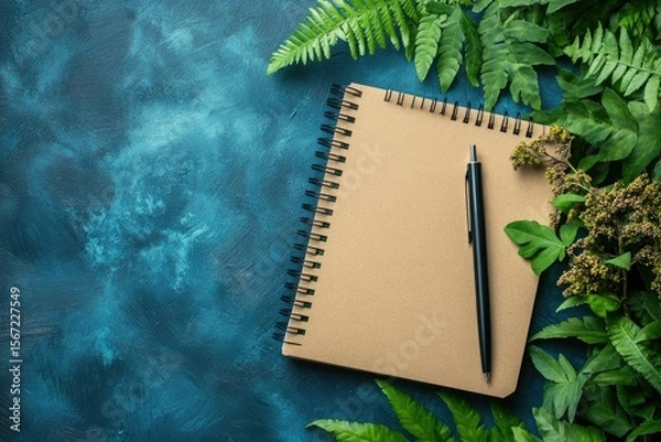 Fototapeta The Concept of Environmentally Friendly Materials a Notebook Made of Processed Paper with a Pen
