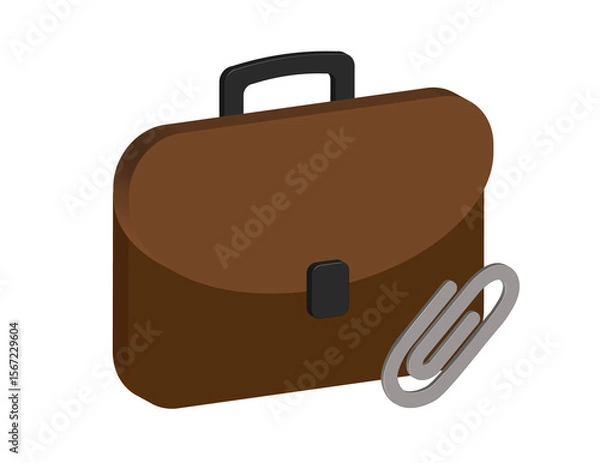 Fototapeta Simple 3D illustration of a briefcase icon with a clip, PNG format, transparent background