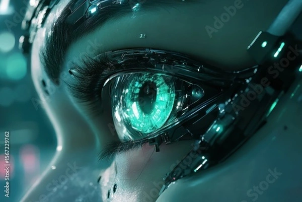 Fototapeta high detail visual of eye of a futuristic robot