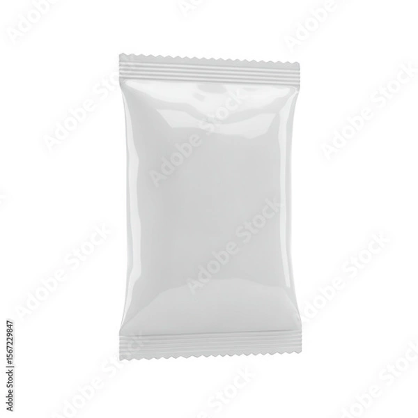 Fototapeta Blank glossy pouch mockup isolated on transparent background. for food, snack, or cosmetic product packaging design. use cases: presentation, branding.