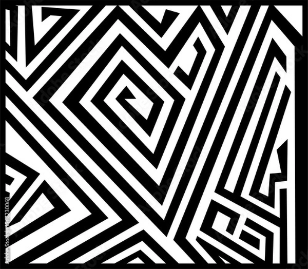 Fototapeta Geometric seamless vector pattern. Black and white striped texture. Endless background.