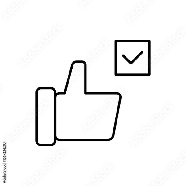 Fototapeta thumbs up and checkmark, like icon, vector like icon