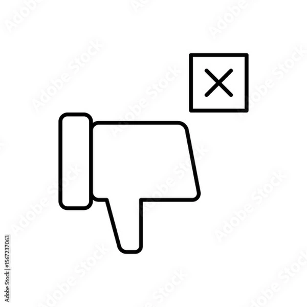 Fototapeta thumbs down icon, cross vector icon, dislike icon