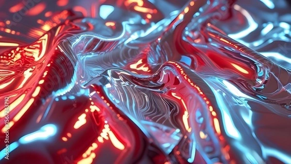 Fototapeta Red and blue liquid swirls abstract art vibrant energy futuristic design