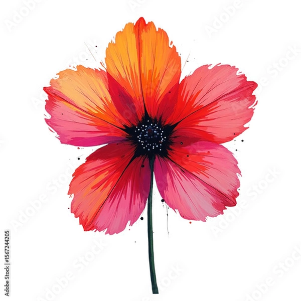 Fototapeta Vibrant red pink flower abstract art transparent background
