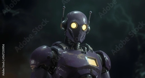 Fototapeta a futuristic robot figure that radiates an aura of strength and toughness
