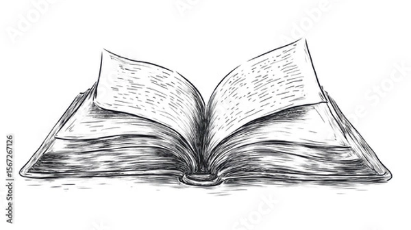Fototapeta old open book on white background