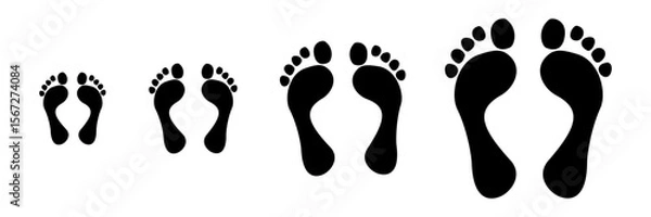 Fototapeta silhouette of baby feet icon over white background. vector illustration. Baby footprints icon isolated on white background. Baby feet sign. Set icons colorful.