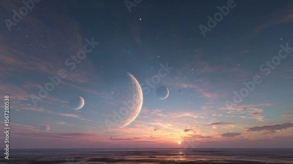 Fototapeta Alien sunset over water