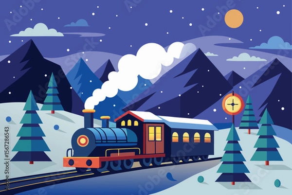 Obraz winter landscape with train