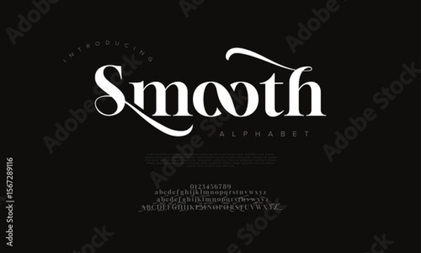 Fototapeta Classy serif typeface with sweeping swashes and refined contrast, ideal for packaging, branding, and editorial needs