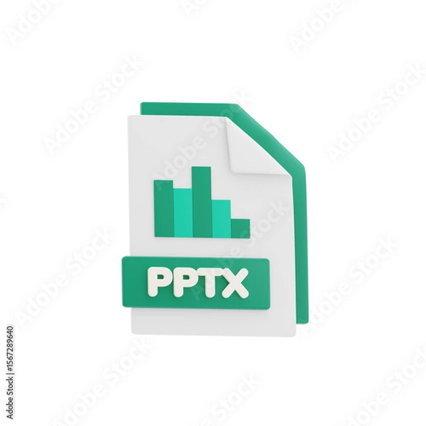 Fototapeta PPTX File 3D Icon. File Format Concept