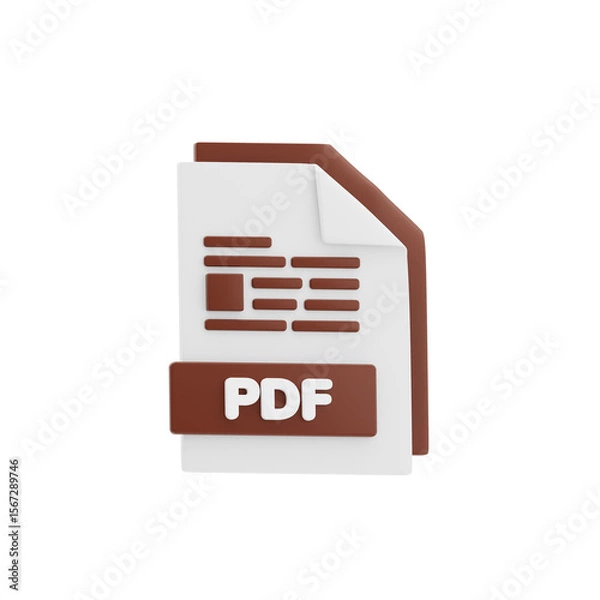 Fototapeta PDF File 3D Icon. File Format Concept