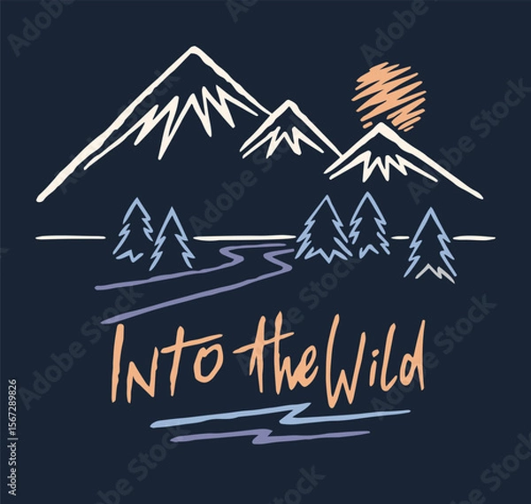 Obraz Childish style illustration of wild landscape.