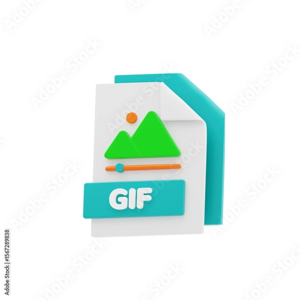 Fototapeta GIF File 3D Icon. File Format Concept