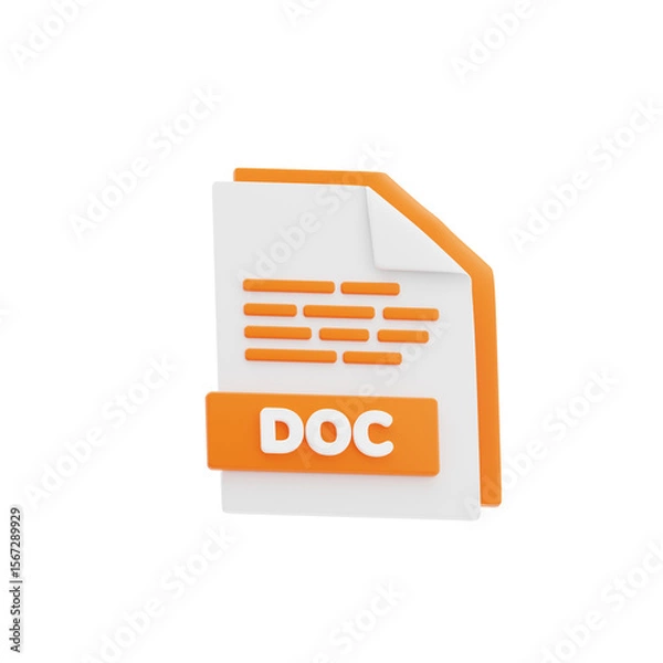 Fototapeta DOC File 3D Icon. File Format Concept
