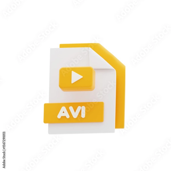 Fototapeta AVI File 3D Icon. File Format Concept