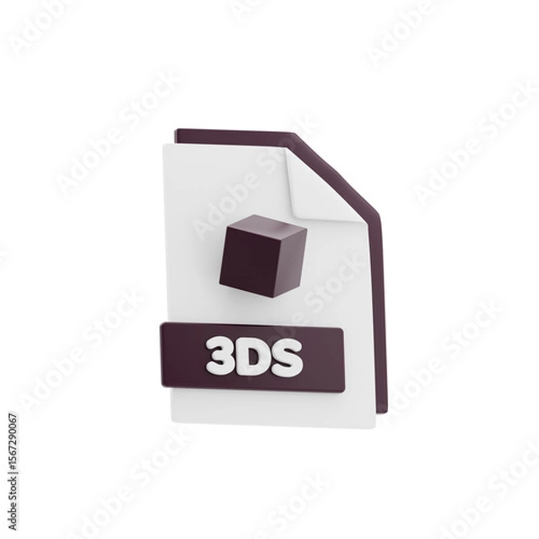 Fototapeta 3DS File 3D Icon. File Format Concept
