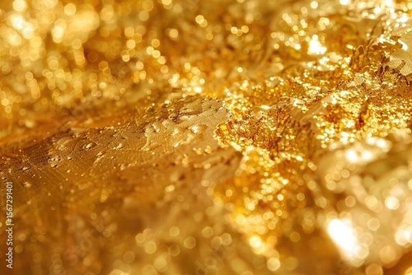 Fototapeta Golden bokeh background close up, Ai Generated