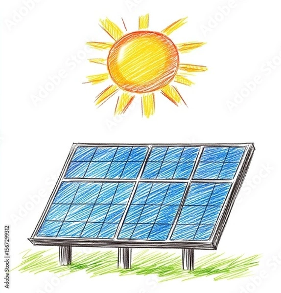 Fototapeta Solar panel on a white background, Ai Generated