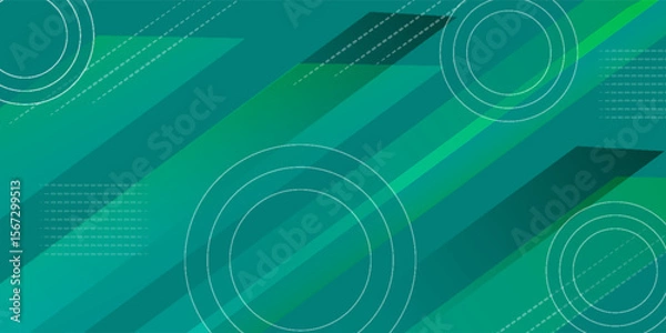 Fototapeta Modern abstract green background with diagonal stripes, circular lines, and geometric shapes. eps 10.
