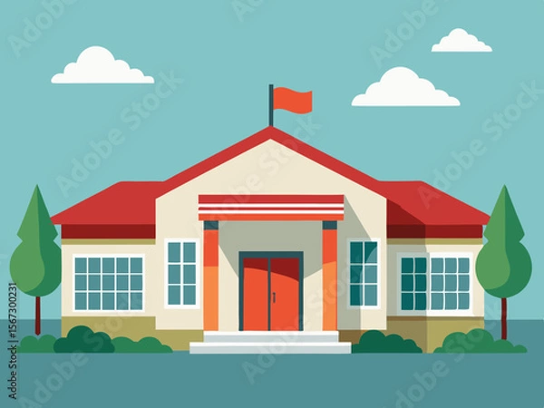 Fototapeta school building vector