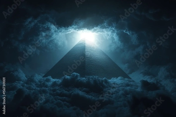 Fototapeta The pyramid of Khafre in the dark, Ai Generated