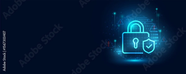 Obraz Cyber ​​security lock encryption technology background image