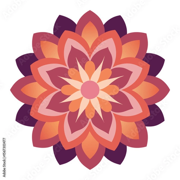 Fototapeta A rainbow-toned lotus mandala painted with whimsical, expressive strokes, full of artistic charm.