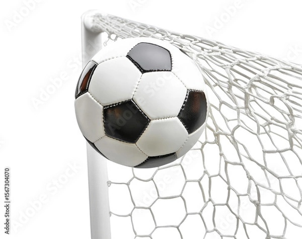 Obraz Soccer ball about to go through a net