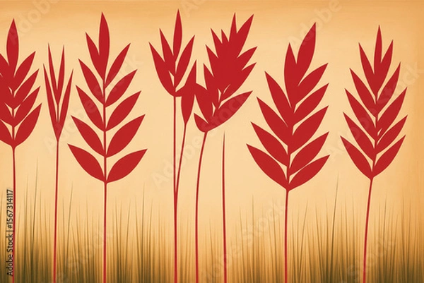 Obraz "Abstract Red Wheat on Beige Background"