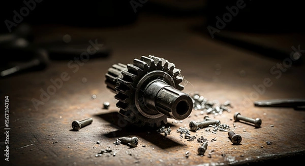 Fototapeta close up of old rusty gears