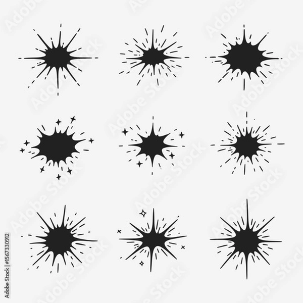Obraz A set of different types of explosions or sparks.