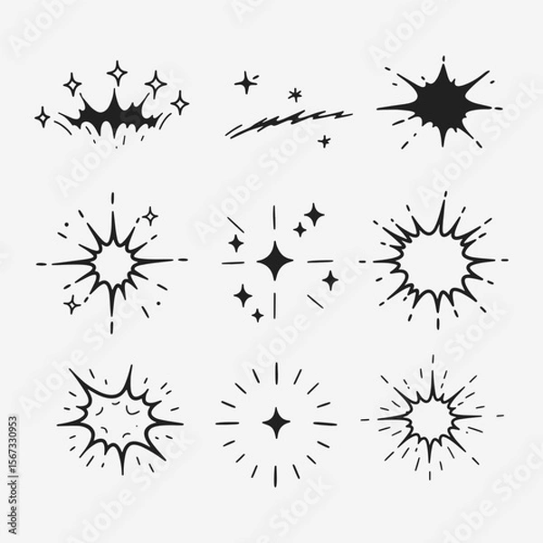 Obraz A set of different types of explosions or sparks.
