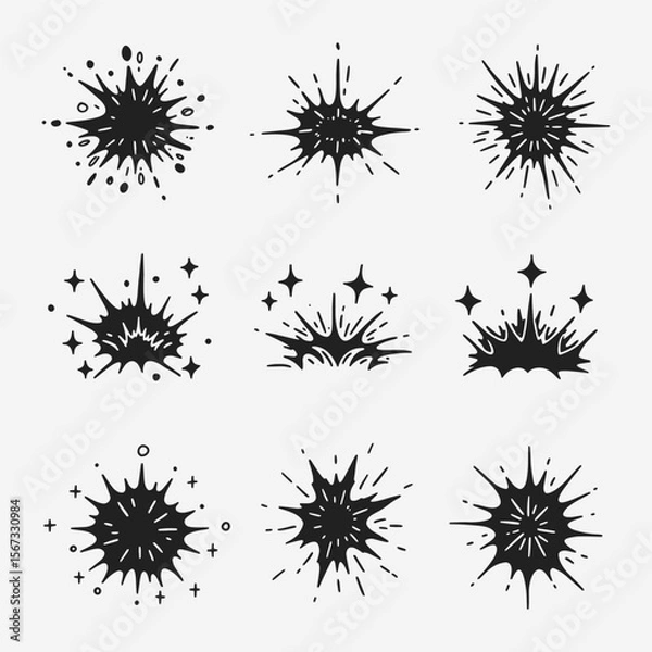 Obraz A set of different types of explosions or sparks.