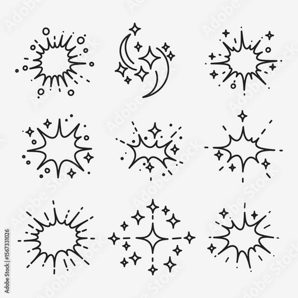 Obraz A set of different types of explosions or sparks.