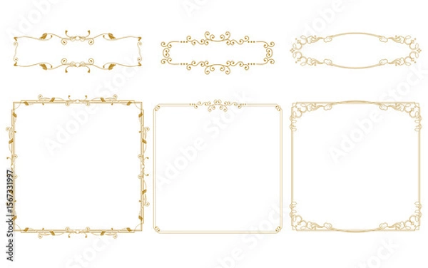 Obraz エレガントなビンテージ風正方形フレーム枠のイラストセット