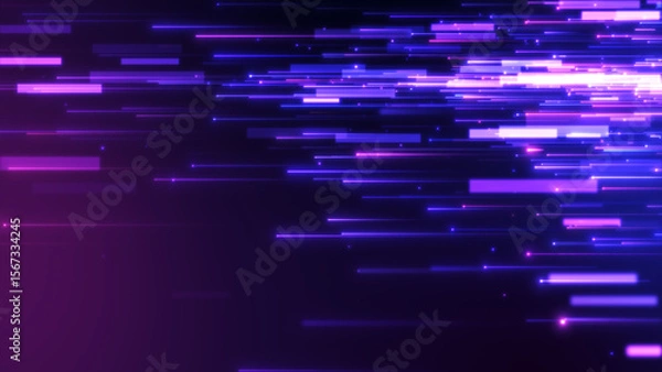 Fototapeta Futuristic Neon Light Trails in Motion on Dark Background