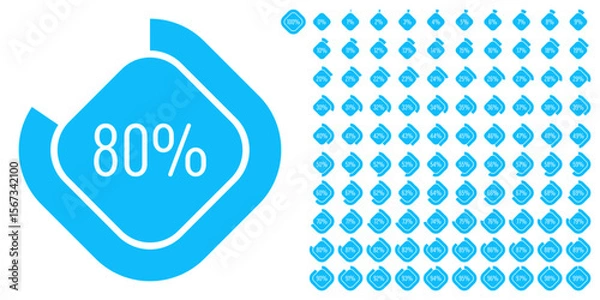 Obraz Set of rectangle percentage diagrams meters from 0 to 100 ready-to-use for web design, user interface (UI) or infographic - indicator with blue