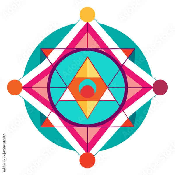 Obraz Divine Harmony in a Jewel-Toned Yantric Diagram