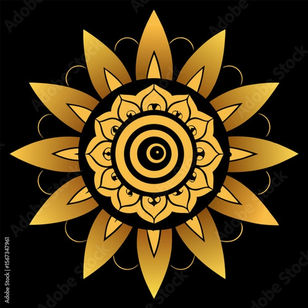 Fototapeta Golden Petal Spiral Mandala with Mystical Glow