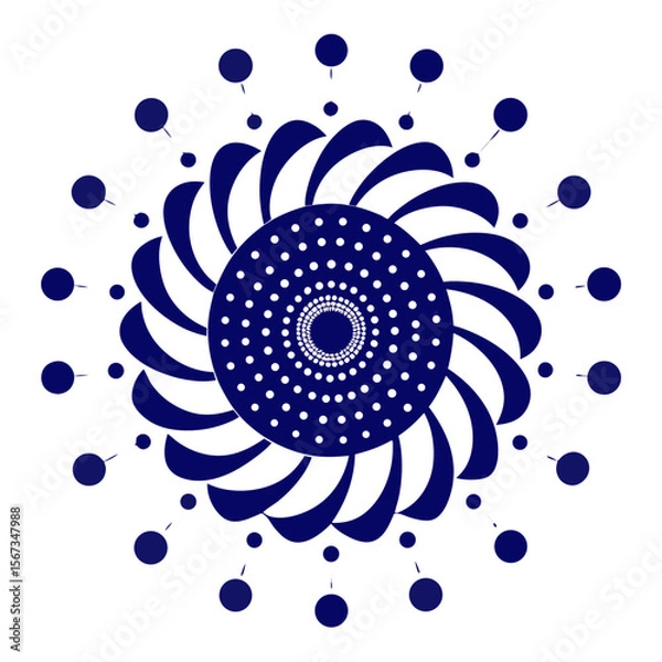 Fototapeta Starburst Dot Mandala in Indigo Minimalist Style